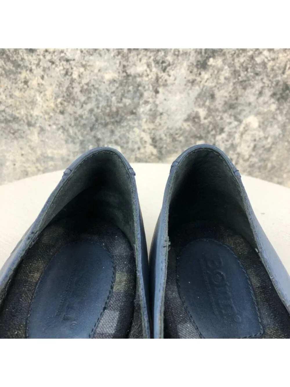 Born Women's Size 9M Sebra Denim Blue Leather Round Toe Slip On Flats Shoes